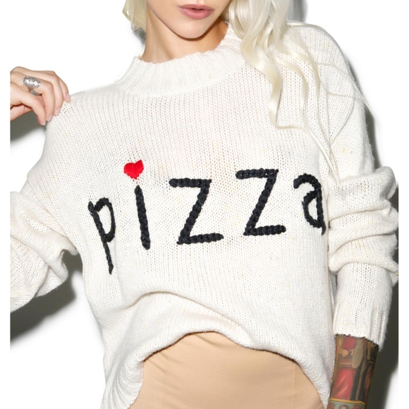 Wildfox Sweaters - ❌SOLD❌WILDFOX Chunky Knit PIZZA Oversized Sweater